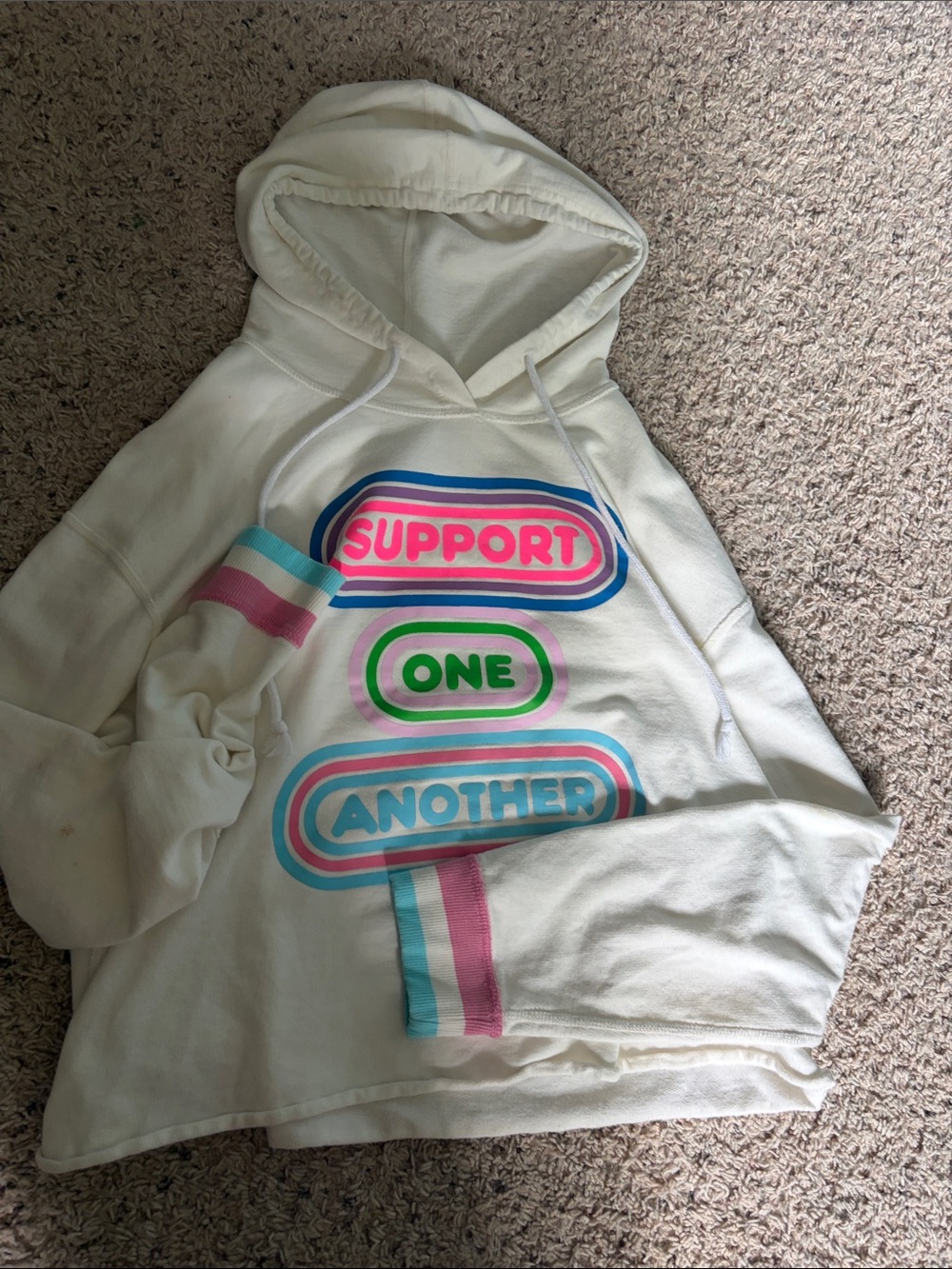 Support One Another White Graphic Cropped Pride Hoodie Target